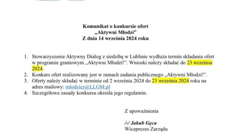 Wydłużamy termin składania wniosków w programie „Aktywni Młodzi” do 23 września 2024!